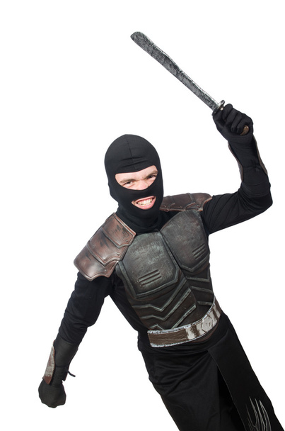 Ninja con coltello isolato su bianco - Foto, immagini