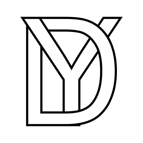 Знак логотипу, піктограма дюймів, п'ять переплетених літер д y
 - Вектор, зображення