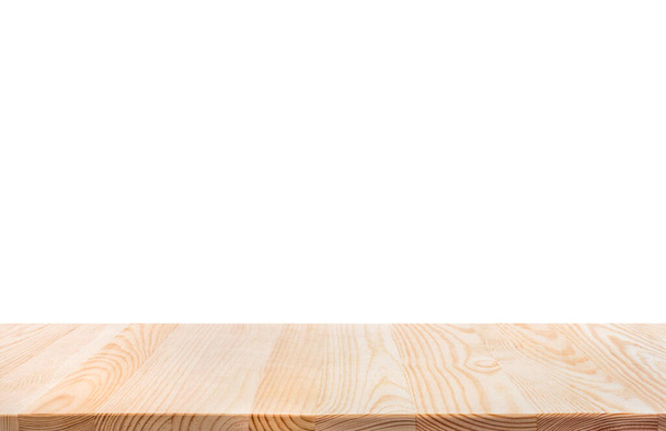 Prázdná dřevěná deska na bílém pozadí.Pro zobrazení nebo prezentaci montážních produktů - Fotografie, Obrázek