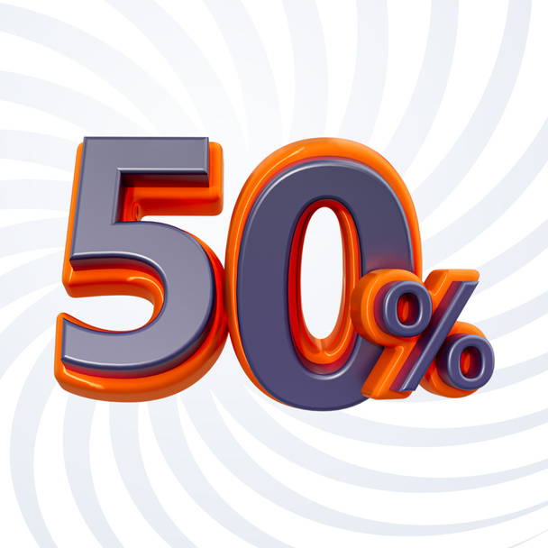 50 por cento de desconto para venda on-line banner número realista 3d renderizar conceito - Foto, Imagem