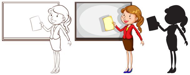 Sketches of a teacher in different colours - Vector, Image
