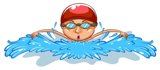 A simple drawing of a man swimming - Vector, Image