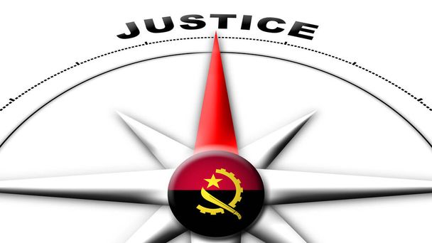 Angola Globe pallo lippu ja kompassi käsite Justice otsikot 3D kuvitus - Valokuva, kuva