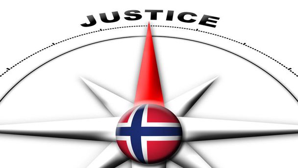 Norja Globe pallo lippu ja kompassi käsite Justice otsikot 3D kuvitus - Valokuva, kuva
