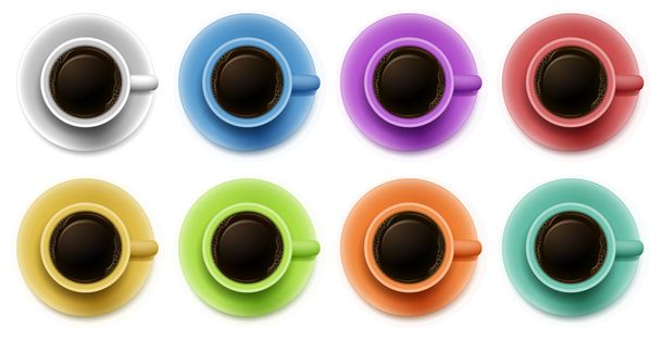 Topview of the cups with coffee - Vector, Image