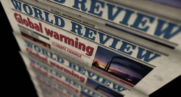 Global warming, climate change, ecology crisis and environment disaster. Newspaper print. Vintage press abstract concept. Retro 3d rendering illustration. - Photo, Image
