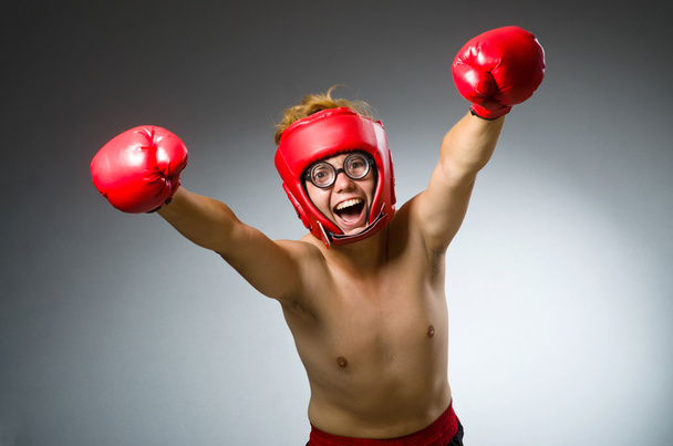 Funny boxer against dark background - Фото, зображення