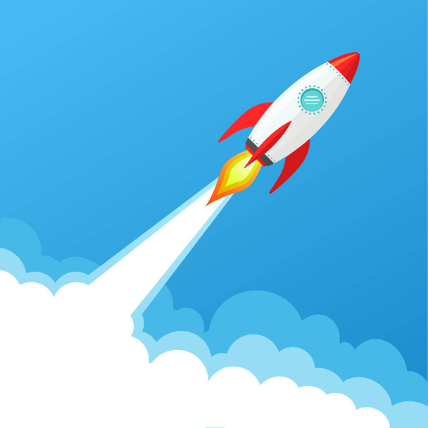 Rocket ship launch background vector. Concept of business product on market, startup, growth, creative idea. Vector EPS10. - Vetor, Imagem