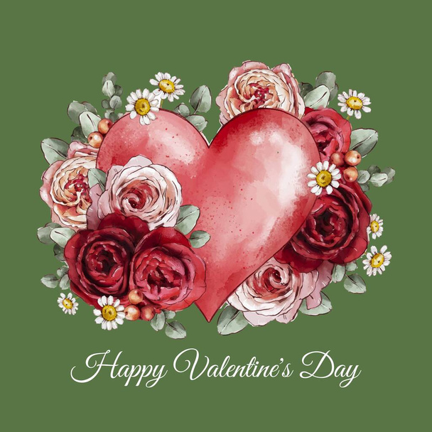 watercolor valentine day flowers design vector illustration design vector illustration - Vektor, kép