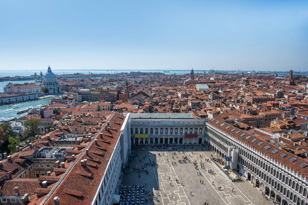 Europe. Italy. Aerial view of the famous Piazza San Marco in Venice. - 写真・画像