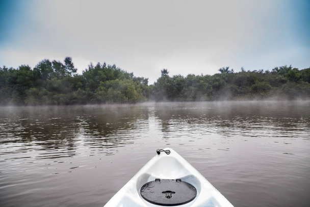 Каяк вздовж туманної річки Оранжевої в Форт - Майерсі (Флорида). - Фото, зображення
