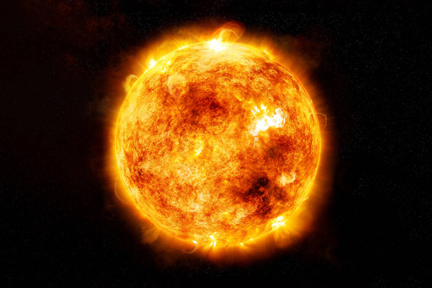 Сонце з космосу на темному тлі. Елементи цього зображення, надані НАСА. - Фото, зображення