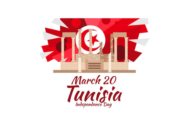 3月20日チュニジア独立記念日ベクトルイラスト。グリーティングカード、ポスター、バナーに適しています. - ベクター画像