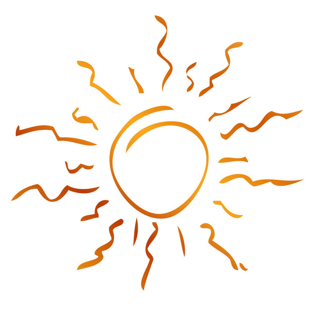croquis vectoriel simple, éclat de soleil doré et cadre circulaire - Vecteur, image