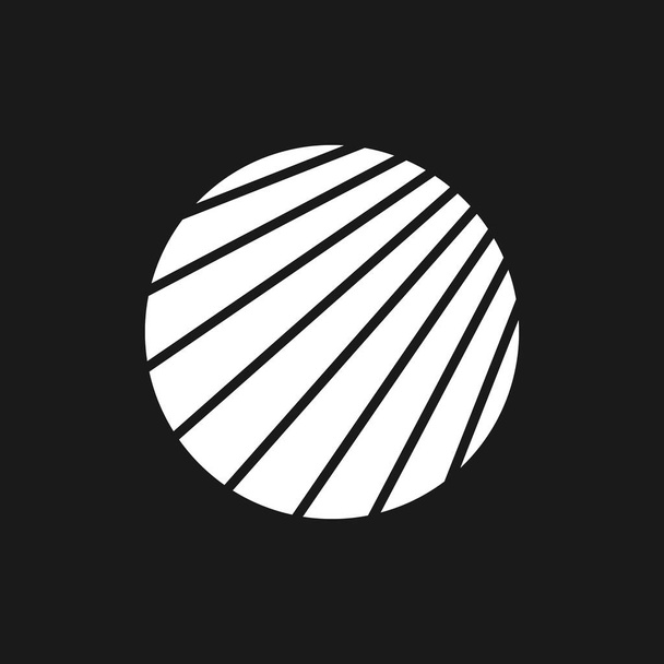 Αναδρομικό ήλιο, ηλιοβασίλεμα ή την ανατολή του 1980 στυλ. Μαύρο και άσπρο σχήμα κύκλου Synthwave. Στοιχείο σχεδιασμού κύκλου οπισθοπορείας με οριζόντιες ρίγες για αφίσα, εξώφυλλο, banner, κλπ. - Διάνυσμα, εικόνα