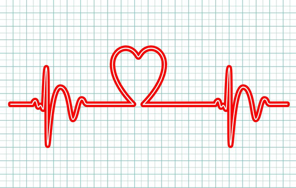 Szívverés pulzáló ritmus grafikon elvont piros illusztráció tervezés  - Fotó, kép