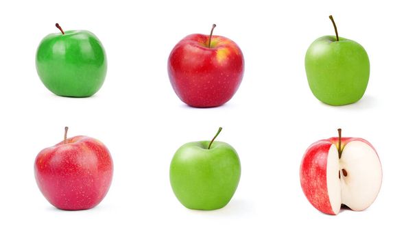 Apple Fruit Set. Isolated on White Background. - Photo, Image