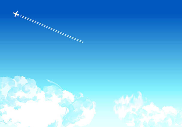 雲と飛行機と青空 - ベクター画像
