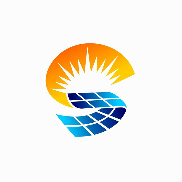 Solar logo with letter S concept - Vector, Image