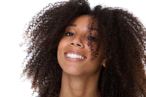 όμορφη μαύρη γυναίκα, χαμογελαστά - Φωτογραφία, εικόνα