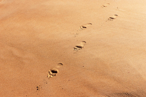 Footprints on beach sand, background or texture - Photo, image