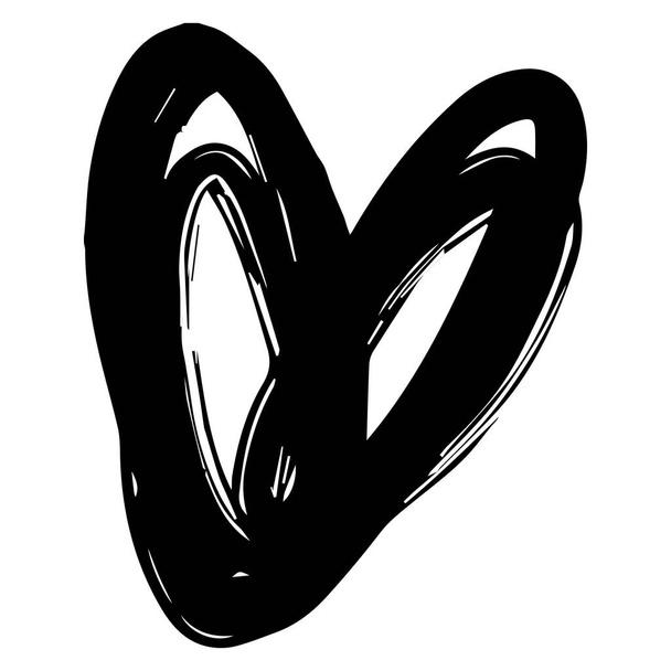 Hand Drawn Calligraphy Heart Isolated on White Background. Vector Illustration. - Vektori, kuva