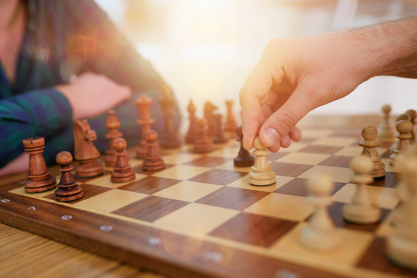 Businessmen play chess as strategy and tactic concept - Photo, Image