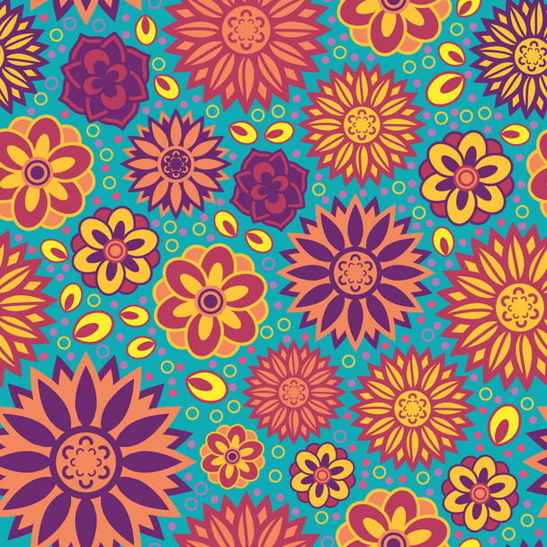 Μια σειρά από όμορφα και απλά γεωμετρικά άνθη σε πλήρες χρώμα. Μια απρόσκοπτη επιφάνεια διανυσματικό σχέδιο χρησιμοποιώντας floral πράγματα ως κύρια στοιχεία. - Διάνυσμα, εικόνα