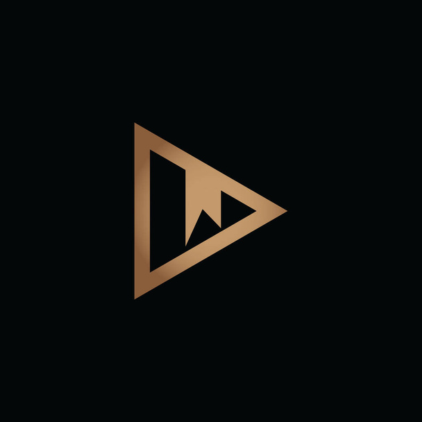 Logo voor video. Gold Play Button met W letter logo. Negatieve ruimte logotype initiële ontwerpen voor persoonlijke en bedrijfsbranding. EPS10 - Vector, afbeelding