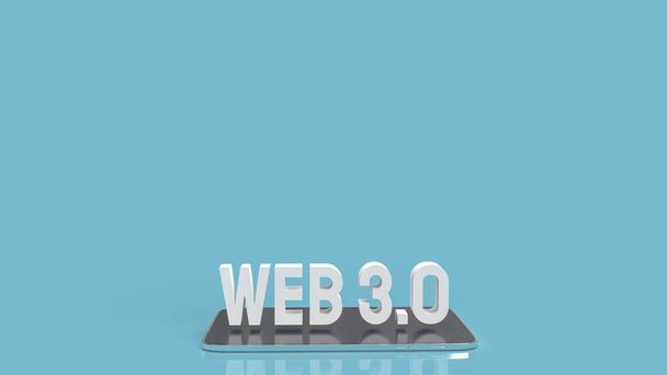 Web 3.0 белый текст на табличке на синем фоне для 3D рендеринга технологической концепции - Фото, изображение