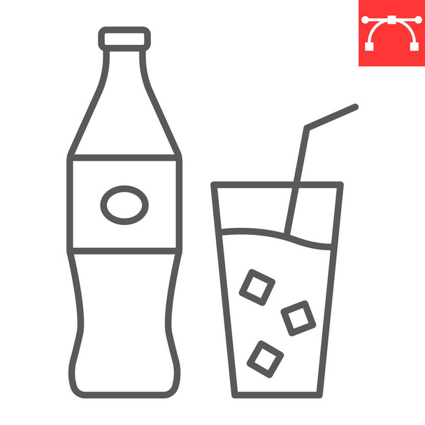 Cola bottle line icon - Vector, Image