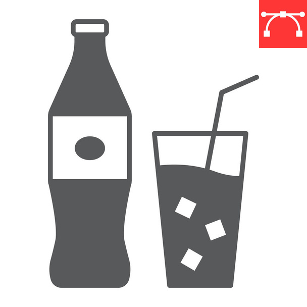 Cola bottle glyph icon - Vector, Image