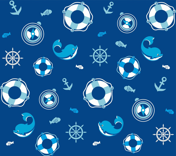 Background with blue Dolphin - Vector, Image