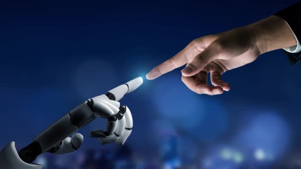 Rendering 3D intelligenza artificiale Ricerca AI sullo sviluppo di robot e cyborg - Filmati, video