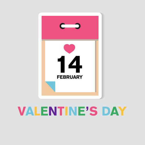 Vector sticker. Tear-off calendar on February 14. Valentines day. - Vector, Image