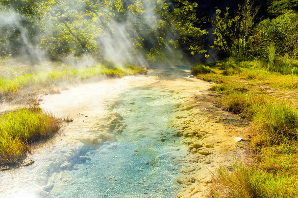 Natural hydrogen-sulfur source in the Caucasus in summer time - Photo, Image