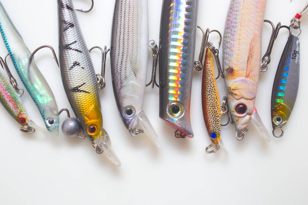 Fishing Lures with hooks on a white background - Φωτογραφία, εικόνα