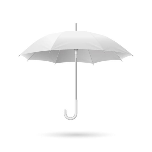3d realista renderizar icono paraguas en blanco aislado sobre fondo blanco. Plantilla abierta parasol - Vector, imagen