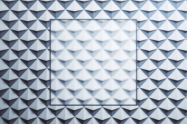 Порожній прозорий скляний плакат на абстрактному сірому трикутному фоні. Технологія і геометрія концепції. Макет вгору, 3D рендеринг
 - Фото, зображення