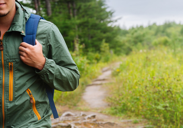 Hiker man walking on path in summer - Foto, immagini