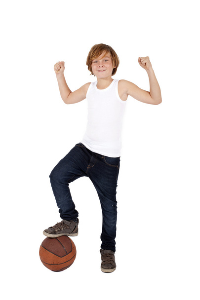boy with basket ball - Фото, изображение