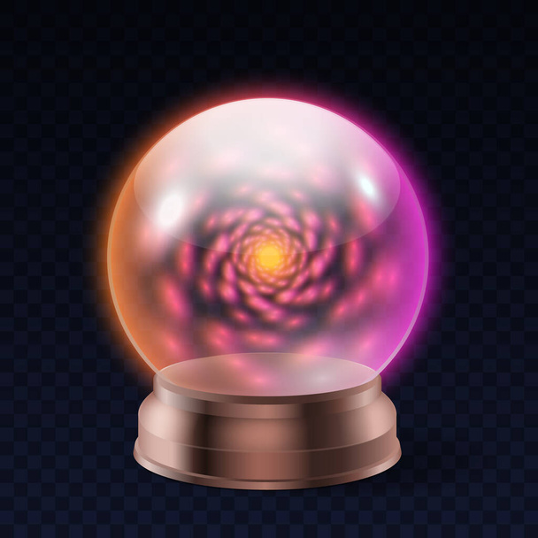 Magic crystal ball on transparent background. Realistic globe of fortune teller, oracle - Vector, afbeelding
