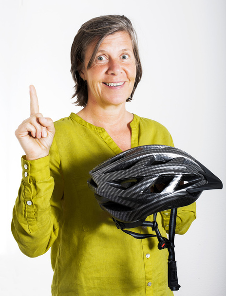 woman with bicycle helmet - Photo, Image