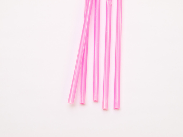 Pink  straws isolated on white background - Photo, Image