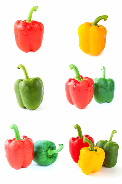 bell pepper collection on white background - Foto, Imagen