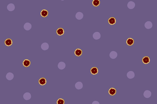 Πολύχρωμο μοτίβο φρούτων από φρέσκες φέτες γκρέιπφρουτ σε μωβ φόντο. Στο πάνω μέρος. Επίπεδη. Σχεδιασμός ποπ τέχνης - Φωτογραφία, εικόνα