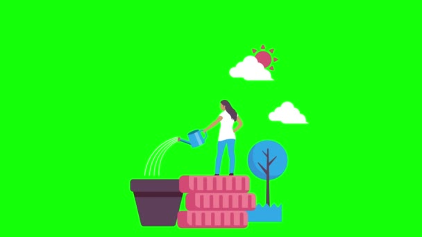 Saving money, making money concept animation ( 4K ) | Green background for chroma key use. - Footage, Video