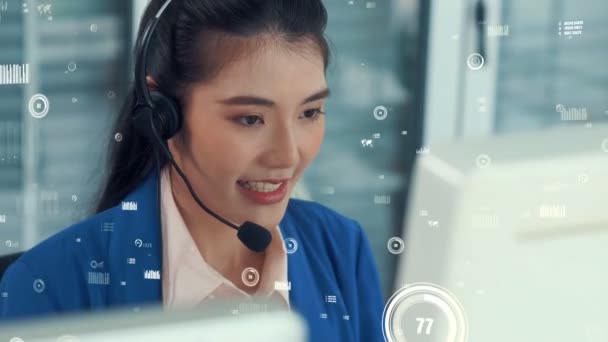 Customer support call center provide data with envisional graphic - Footage, Video