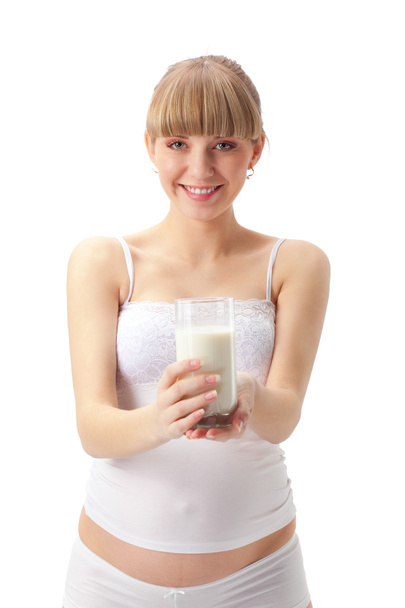 Pregnant woman with milk - Foto, Bild