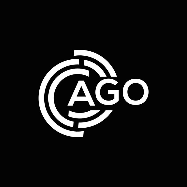 Дизайн логотипа AGO на чёрном фоне. Концепция логотипа AGO creative initials. Дизайн букв АГО. - Вектор,изображение